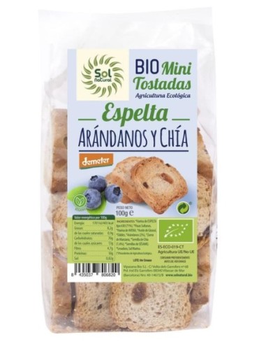 MINI TOSTADAS ESPELTA ARANDANOS Y CHIA