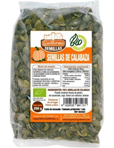 PIPAS CALABAZA BIO 900GR RINCON